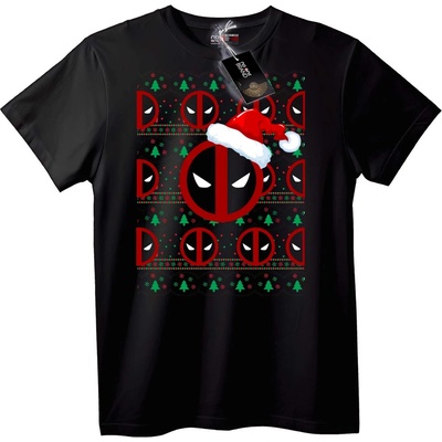 NOONEBRAND Тениска Deadpool Дядо Коледа грозен пуловер - L, Black