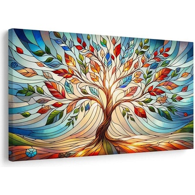 Obraz strom života v barevné vitráži - 90x60