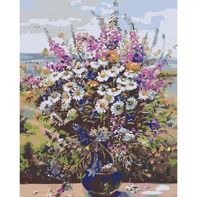 Diamondi Diamantové malování LETNÍ KYTICE VE SKLENĚNÉ VÁZE 40 x 50 cm vypnuté plátno na rám