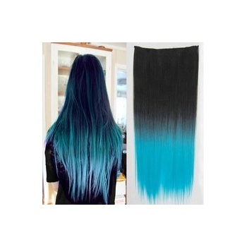 Clip in vlasy 60 cm dlouhý pás vlasů ombre styl 1b/světle modrá