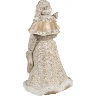 Clayre & Eef Zlatá vánoční dekorace Santa se stromkem - 8*8*15 cm