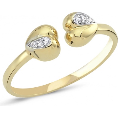 Lillian Vassago Zlatý prsten s otevřenou obroučkou se srdíčky LLV66 GR100Y