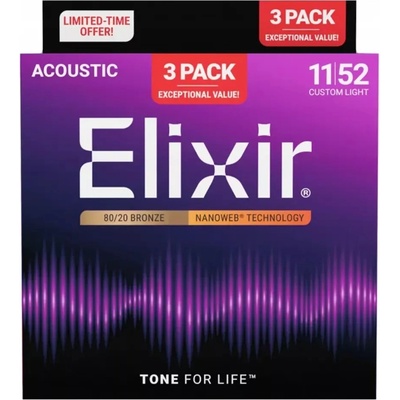 Elixir 16564 Nanoweb 11-52 3-Pack