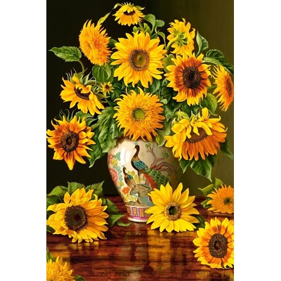 Castorland Пъзел-пощенска картичка Castorland от 24 части - Слънчогледи във ваза с паун (KAR - 024014)