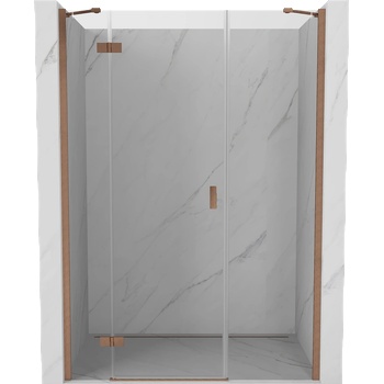 Mexen Mist-H лява въртяща се душ врата 125 см, прозрачна, четкана мед - 8A5-125-001-65-00-L (8A5-125-001-65-00-L)