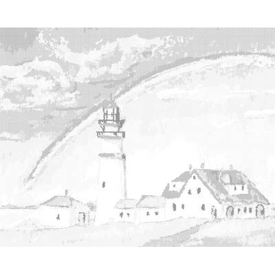 ZUTY Bodkovanie - DÚHA NAD MAJÁKOM Rámovanie: vypnuté plátno na rám, Rozmer: 40x50 cm