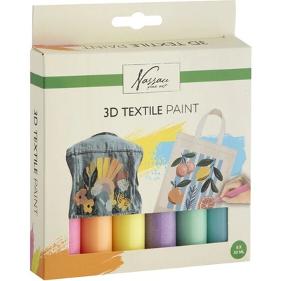 Barvy na textil 3D pastelové 6 ks