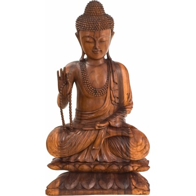 Sanu Babu Buddha, socha ze dřeva stromu Suar, 102cm