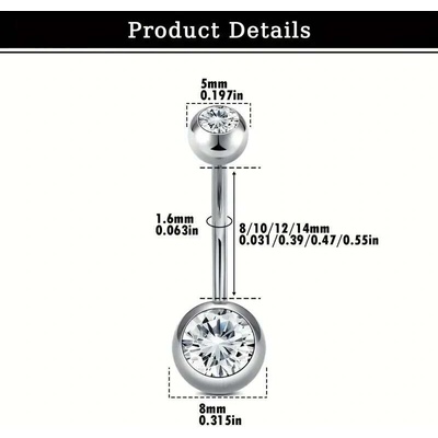 InfinityPierce Titanový piercing do pupíku s krystaly zirkonu – G23 - TKJEWELRYBA10