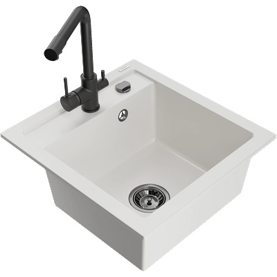 Mexen Vito гранитна кухненска мивка с 1 отделение и кухненски смесител Duero, (6503-20-671600-70)