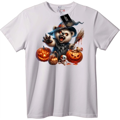 NOONEBRAND Тениска Halloween вещица мечка - 5XL, White