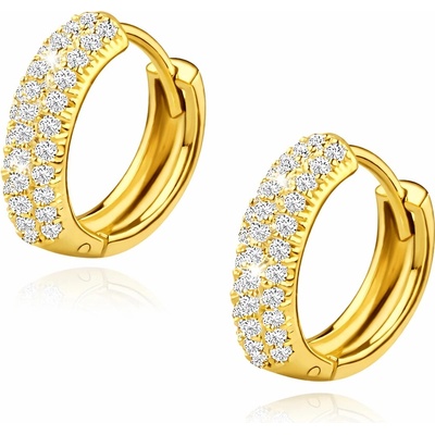 Šperky Eshop Pozlacené stříbrné náušnice 925 kruhy se zirkony, 16 mm S34.17