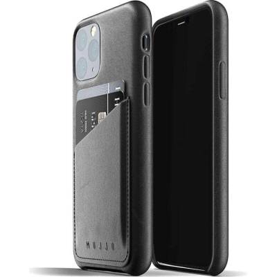 Mujjo Leather Wallet Case - кожен (естествена кожа) кейс с джоб за кредитна карта за iPhone 11 Pro (черен)