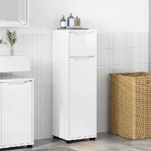 vidaXL Шкаф за баня Лъскаво бяло 30, 5 x 30 x 101 см (888741)