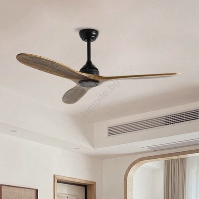 ZEVENTI - Таванен вентилатор LAURIA Wi-Fi Tuya черен/дъб + дистанционно управление (ZV0044)