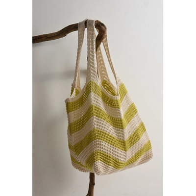 PECA del SOL PRUHOVANÁ HÁČKOVANÁ TAŠKA Crochet Lime Stripe