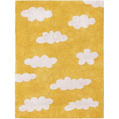 Lorena Canals Памучен ръчно изработен детски килим подходящ за пране горчица 120x160 cm Clouds Mustard - Lorena Canals (C-CL-MU)