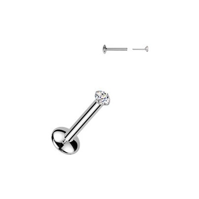 Šperky4U Piercing do brady PUSH IN labreta TITAN Moissanit 0.03ct (2mm) TM018