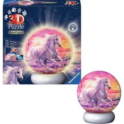 Ravensburger - Puzzle Puzzleball Horse on beach 3D LED - 40 - 99 piese