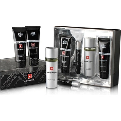 New Brand Prestige sada Commando Men EDT voda 100 ml +15 ml +shower gel 130 ml +after shave 130 ml