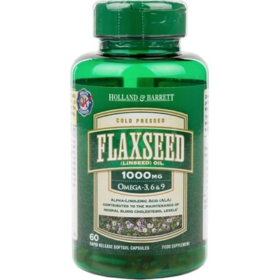 Holland & Barrett Flaxseed Linseed Oil 1000 mg / Omega 3-6-9 [60 Гел капсули]
