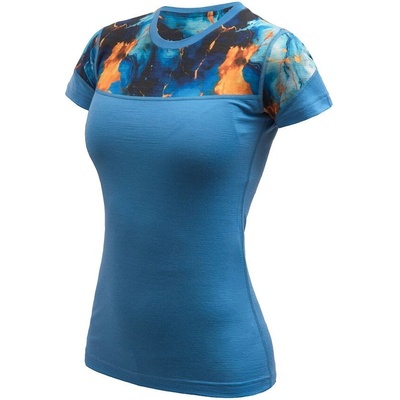SENSOR MERINO IMPRESS dámské triko kr.rukáv modrá/universe – Zboží Dáma