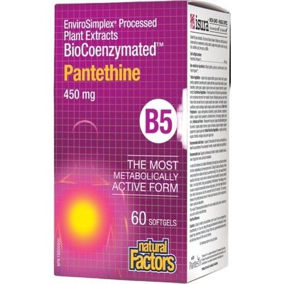 Natural Factors BioCoenzymated Pantethine B5, 450 mg, 60 капсули, Natural Factors