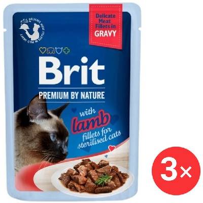 Brit Premium by Nature Cat Delicate Fillets in Gravy with Lamb for Sterilised 3× 85 g