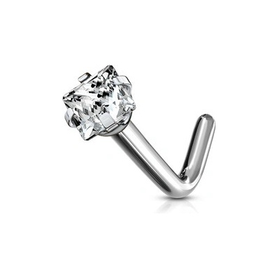 Šperky4U zahnutý piercing do nosu titan čirý kamínek TIT1040-C