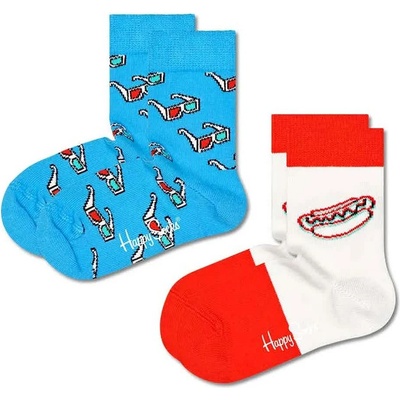 Чорапи Happy socks 3D Hotdog socks 2 pairs - White / Blue (Multicolor)