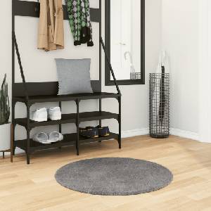 vidaXL Килим HUARTE с къс косъм, мек и миещ се, антрацит, Ø 80 см (375008)