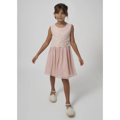 Mayoral Комбинирана рокля бродирани цветя в цвят лале Mayoral