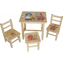 Drew-mix Detský stôl z dreva so stoličkami SpongeBob Vzor 26