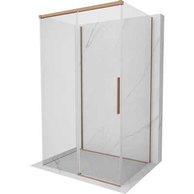 Mexen Rox-3S 3-стенна плъзгаща се душ кабина 155 x 120 см, прозрачна, четкана мед (8C2-155-120-65-00-3S)