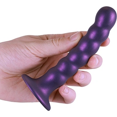 Ouch! Beaded Silicone G-Spot Dildo 5"/13cm Purple