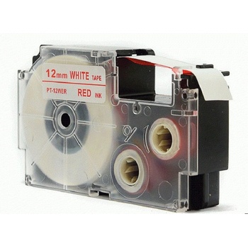 Pro Casio Съвместима лента с Casio XR-12WER 12mm x 8m червен печат / бял фон (XR12WER)