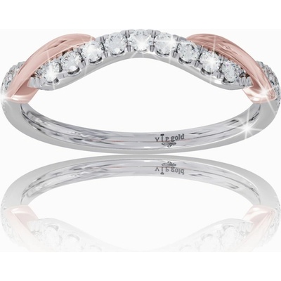 VIPgold Zlatý prsteň s bielymi zafírmi v bielo-červenom zlate R35608bc S