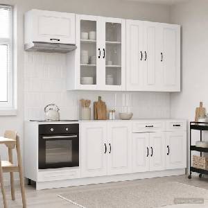 vidaXL Кухненски единица KALMAR 8 бр. Бял гланц Инженерна дървесина (3438197)