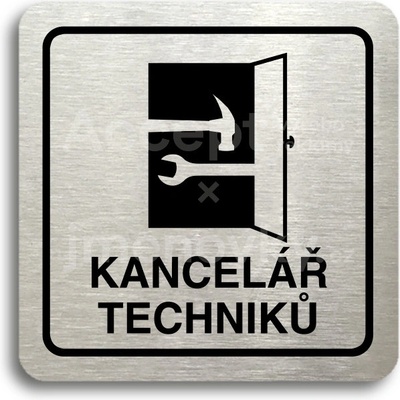 ACCEPT Piktogram kancelář techniků - stříbrná tabulka - černý tisk