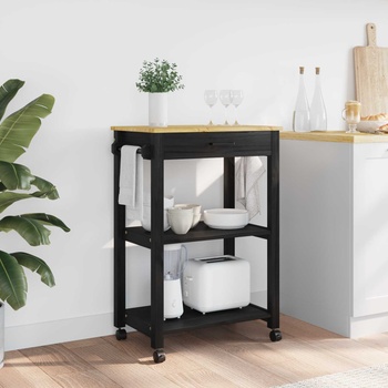vidaXL Кухненска количка Едноцветен Черно 88, 5 x 40 x 60 см (42027036)