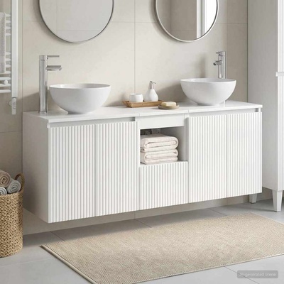 vidaXL Комплект шкафове за баня 3 бр. Бял гланц 49, 5 x 41 x 64, 5 см (3405631)