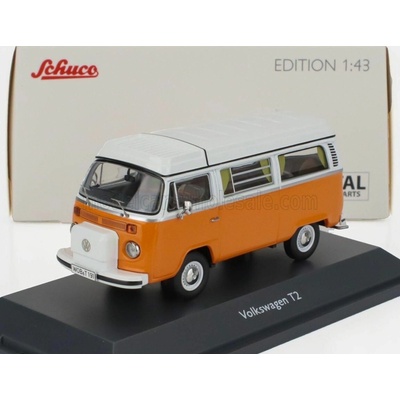 SCHUCO VOLKSWAGEN T2b CAMPER VAN 1962 ORANGE WHITE 1:43