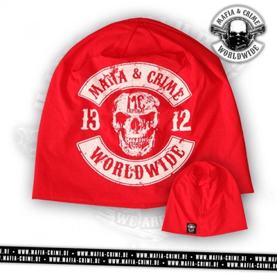 Čepice zimní Mafia and Crime Patch červená