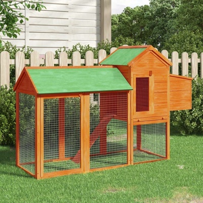 vidaXL Kurník s výběhem hnědý 193 × 65 × 117 cm masivní borové dřevo 9799.172232