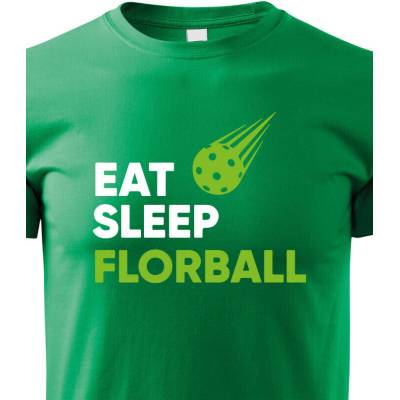Dětské tričko s potiskem Eat sleep florbal ZelenáCanvas Dětské tričko Bezvatriko.cz 1379