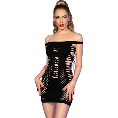Къса рокля с провокативни разрези - CR 4711 Black Dress S/M (D-239831)