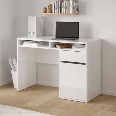 Бюро Function Plus с врата и чекмедже Бял гланц