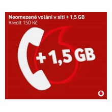 Vodafone SIM Předplacená karta 30 edice Volej 1,5GB + 150 Kč kredit