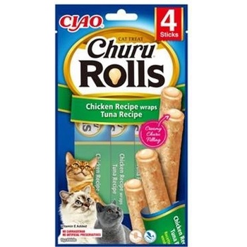 Inaba Churu Rolls cat snack kura a tuňák 4 x 10 g