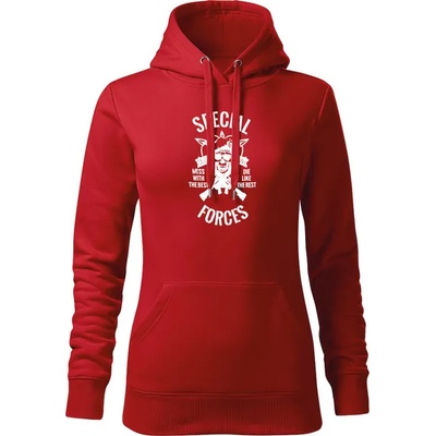 DRAGOWA дамски суитшърт с качулка, Special Forces, червен, 320г/м2 (5905)